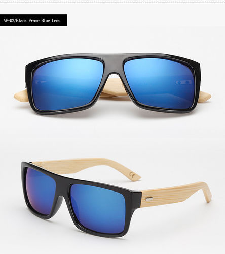 Gafas de Sol policarbonato patilla bamboo azul