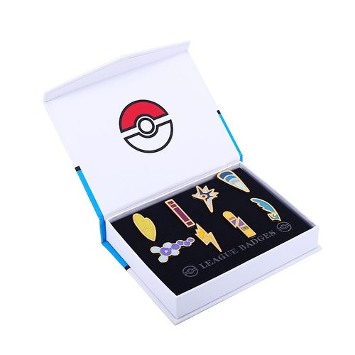 Caja 8 Medallas Pokemon Negro y Blanco